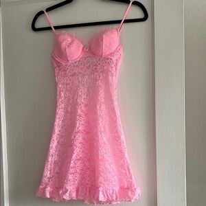 Victoria's Secret Bright Pink Lace Chemise